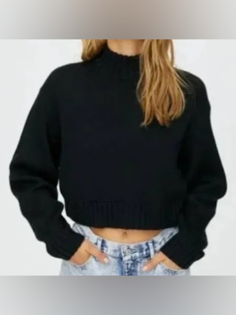 Aritzia Wilfred Free Wool Sweater Cropped Mockneck Knit Chic Scandi Size Small